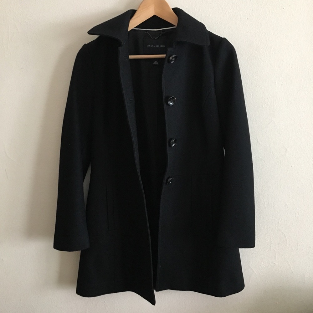 Banana Republic Black Holiday Pea Coat XS